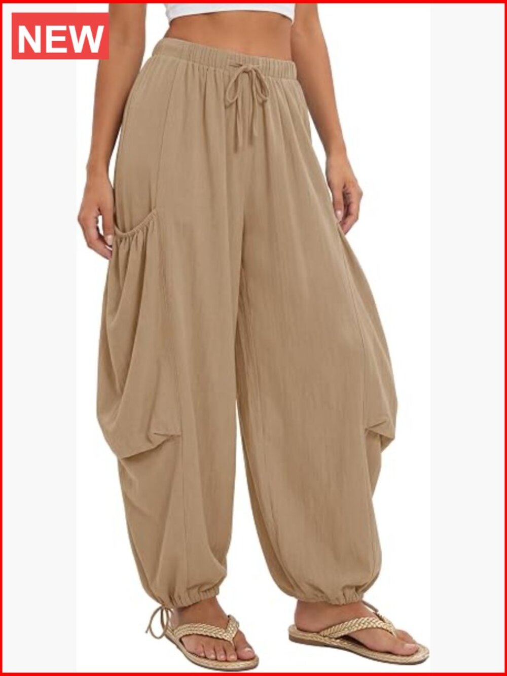 Boho Baggy Palazzo Harem Pants 2-in-1 Cuffed or Wide-Leg Lightweight Gauze
